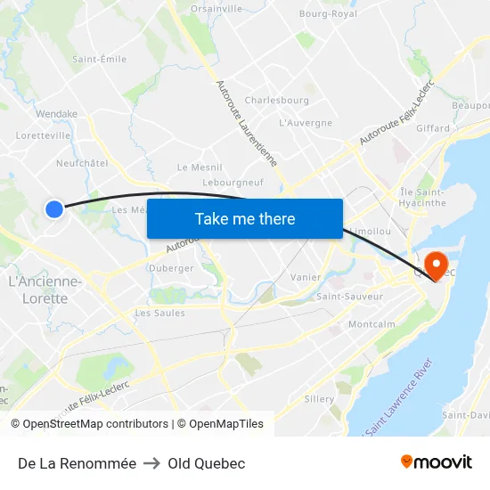 De La Renommée to Old Quebec map