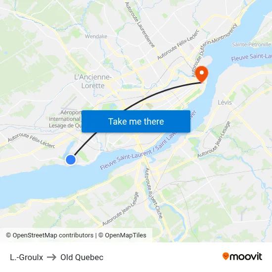 L.-Groulx to Old Quebec map