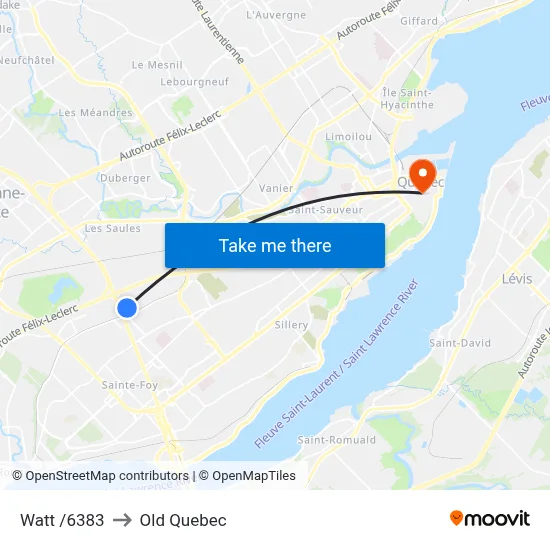 Watt /6383 to Old Quebec map