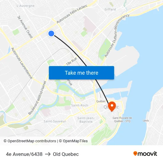 4e Avenue/6438 to Old Quebec map