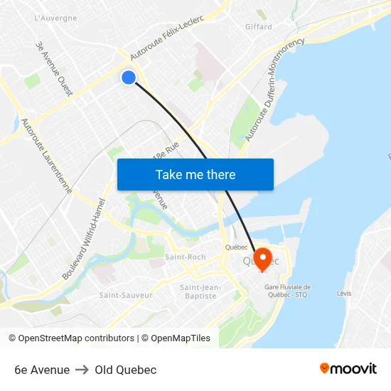 6e Avenue to Old Quebec map