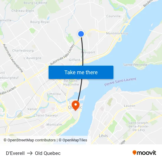 D'Everell to Old Quebec map