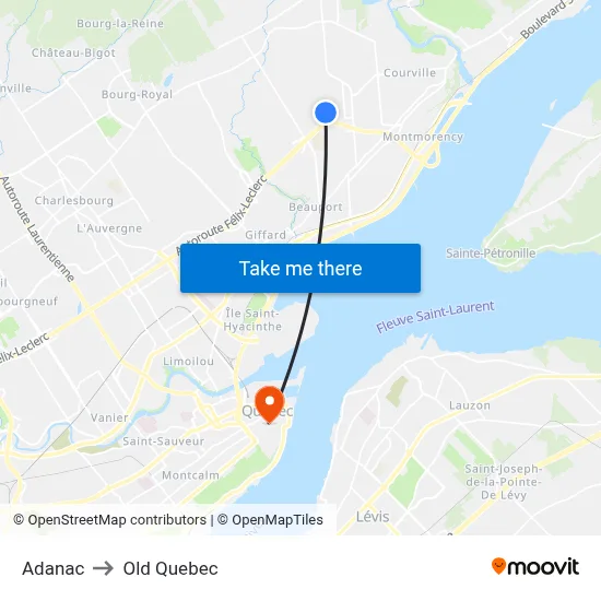 Adanac to Old Quebec map