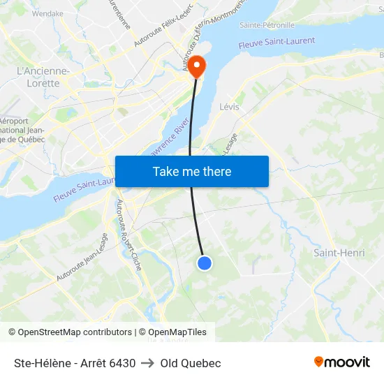 Ste-Hélène - Arrêt 6430 to Old Quebec map
