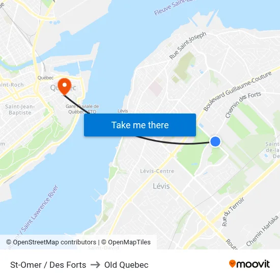 St-Omer / Des Forts to Old Quebec map