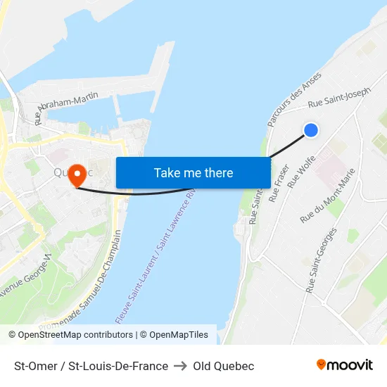 St-Omer / St-Louis-De-France to Old Quebec map