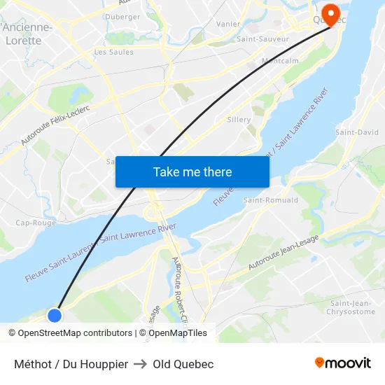 Méthot / Du Houppier to Old Quebec map
