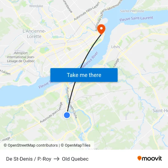 De St-Denis / P.-Roy to Old Quebec map