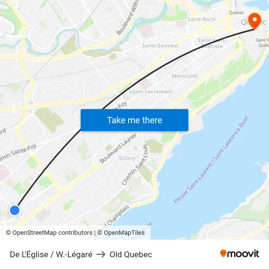 De L'Église / W.-Légaré to Old Quebec map