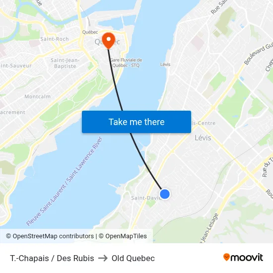 T.-Chapais / Des Rubis to Old Quebec map
