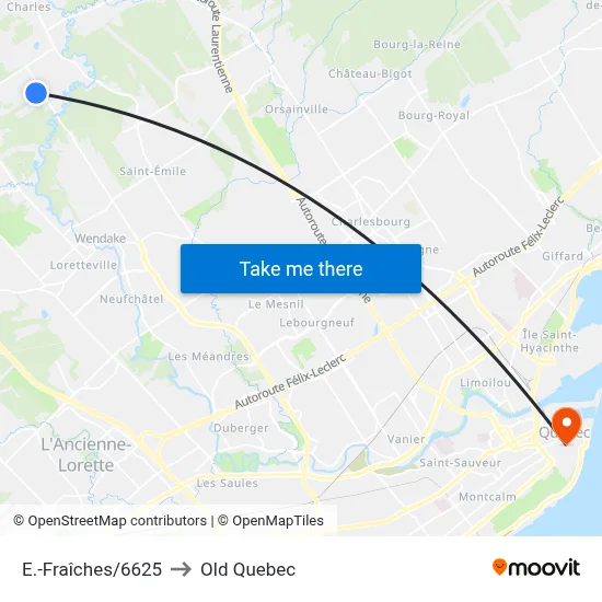 E.-Fraîches/6625 to Old Quebec map