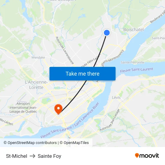 St-Michel to Sainte Foy map