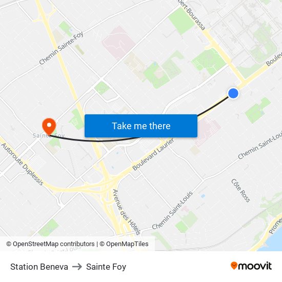 Station Beneva to Sainte Foy map