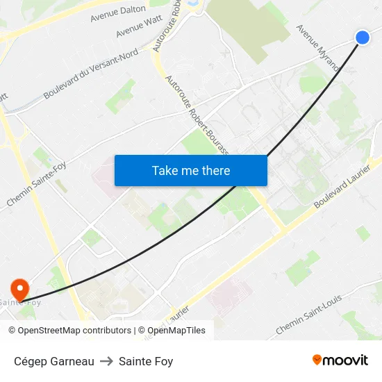 Cégep Garneau to Sainte Foy map