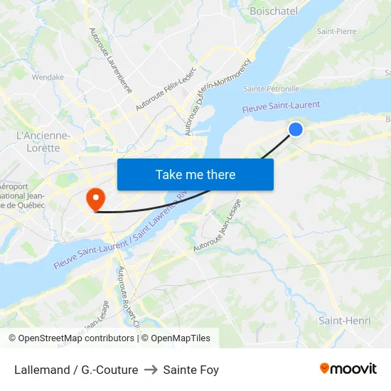 Lallemand / G.-Couture to Sainte Foy map