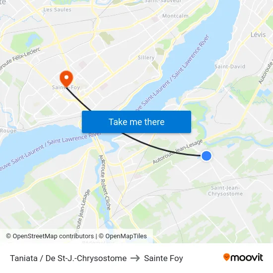 Taniata / De St-J.-Chrysostome to Sainte Foy map