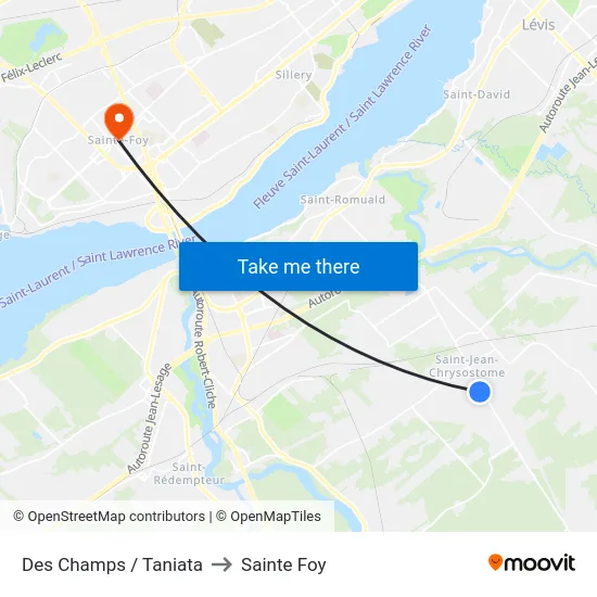 Des Champs / Taniata to Sainte Foy map
