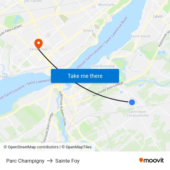 Parc Champigny to Sainte Foy map