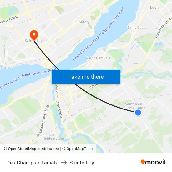 Des Champs / Taniata to Sainte Foy map