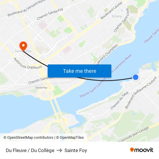 Du Fleuve / Du Collège to Sainte Foy map