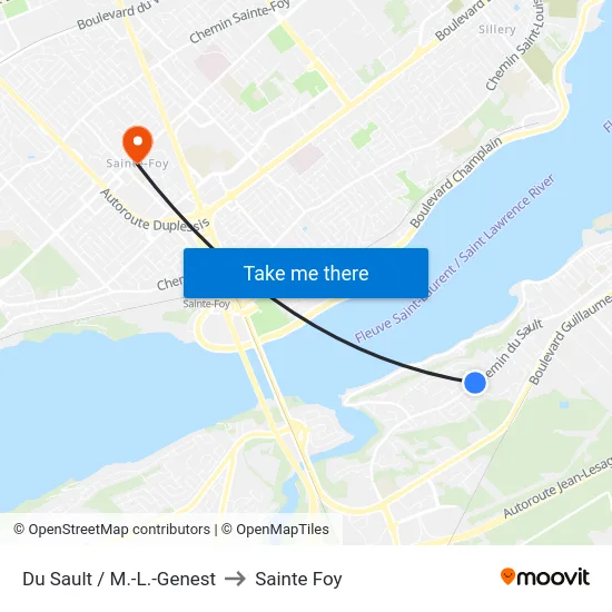 Du Sault / M.-L.-Genest to Sainte Foy map