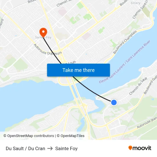 Du Sault / Du Cran to Sainte Foy map