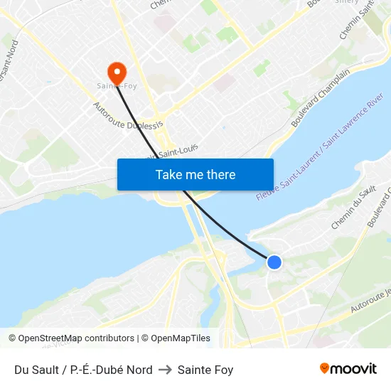 Du Sault / P.-É.-Dubé Nord to Sainte Foy map