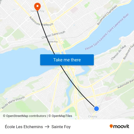 École Les Etchemins to Sainte Foy map