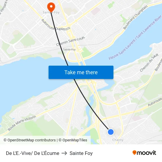 De L'E.-Vive/ De L'Écume to Sainte Foy map