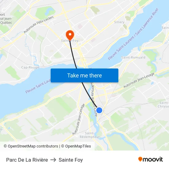 Parc De La Rivière to Sainte Foy map