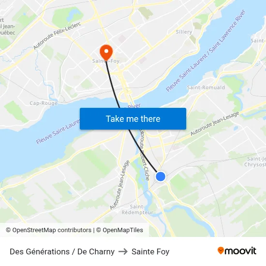 Des Générations / De Charny to Sainte Foy map