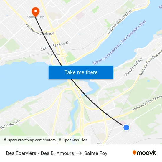 Des Éperviers / Des B.-Amours to Sainte Foy map