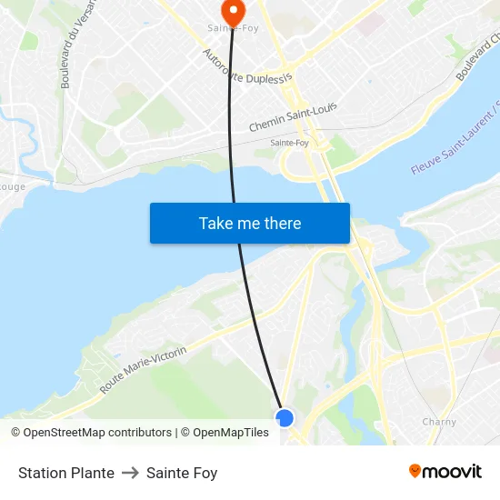 Station Plante to Sainte Foy map
