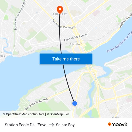 Station École De L'Envol to Sainte Foy map