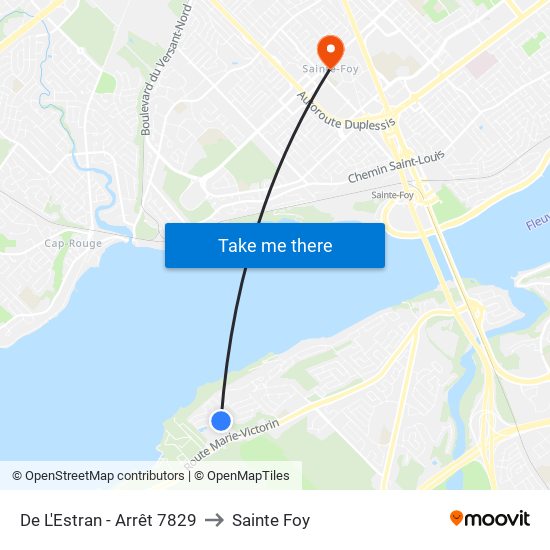 De L'Estran - Arrêt 7829 to Sainte Foy map