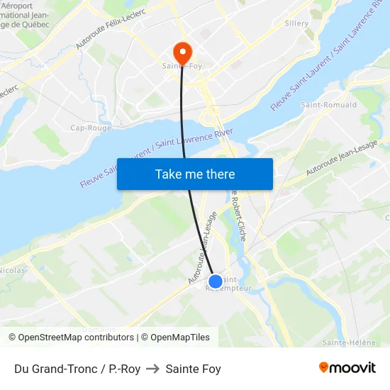 Du Grand-Tronc / P.-Roy to Sainte Foy map