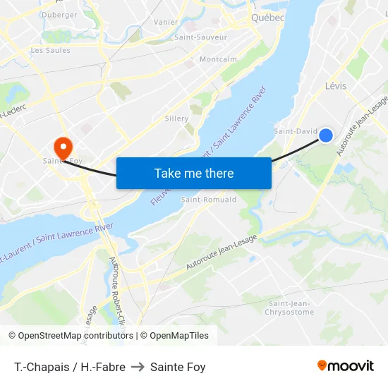 T.-Chapais / H.-Fabre to Sainte Foy map