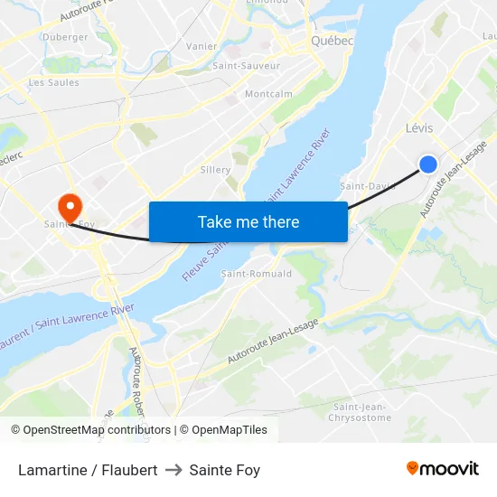 Lamartine / Flaubert to Sainte Foy map