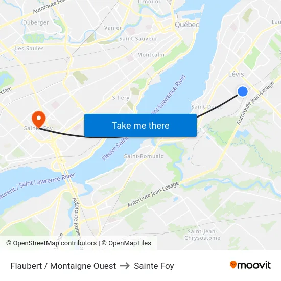 Flaubert / Montaigne Ouest to Sainte Foy map