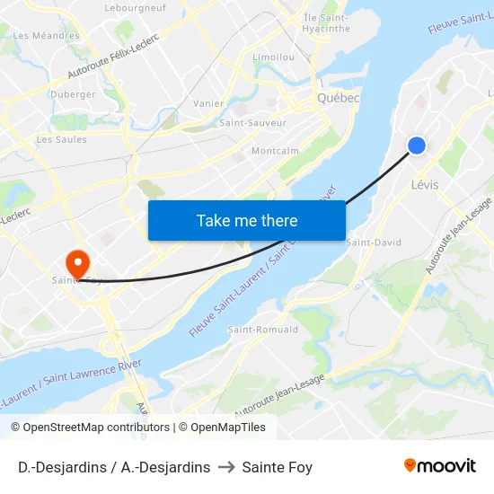D.-Desjardins / A.-Desjardins to Sainte Foy map