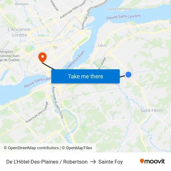 De L'Hôtel-Des-Plaines / Robertson to Sainte Foy map