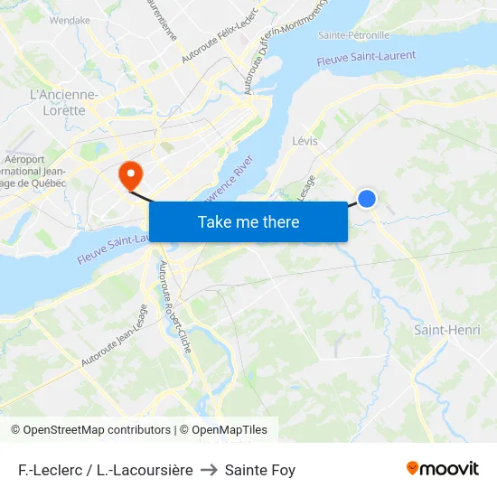 F.-Leclerc / L.-Lacoursière to Sainte Foy map