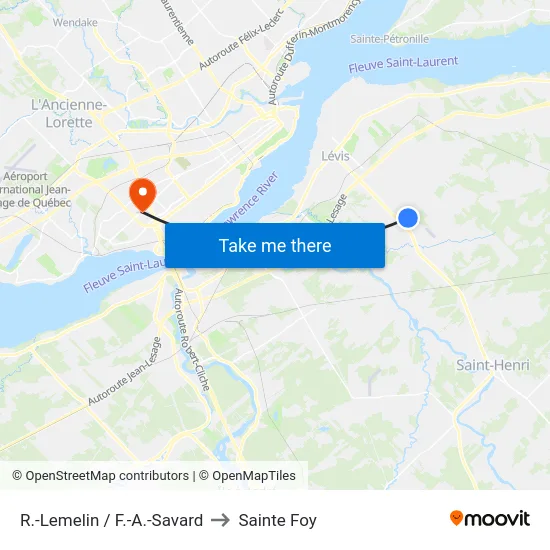 R.-Lemelin / F.-A.-Savard to Sainte Foy map