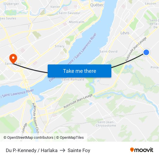 Du P.-Kennedy / Harlaka to Sainte Foy map