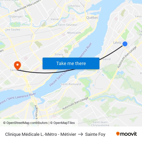 Clinique Médicale L.-Métro - Métivier to Sainte Foy map