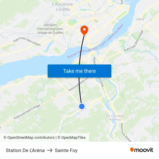 Station De L'Aréna to Sainte Foy map