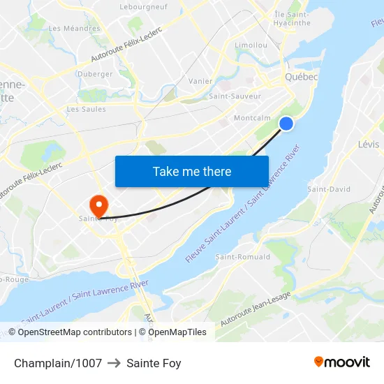 Champlain/1007 to Sainte Foy map