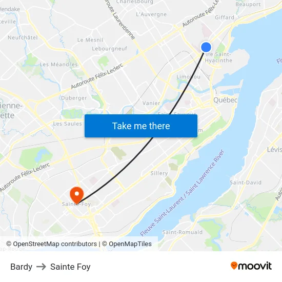Bardy to Sainte Foy map