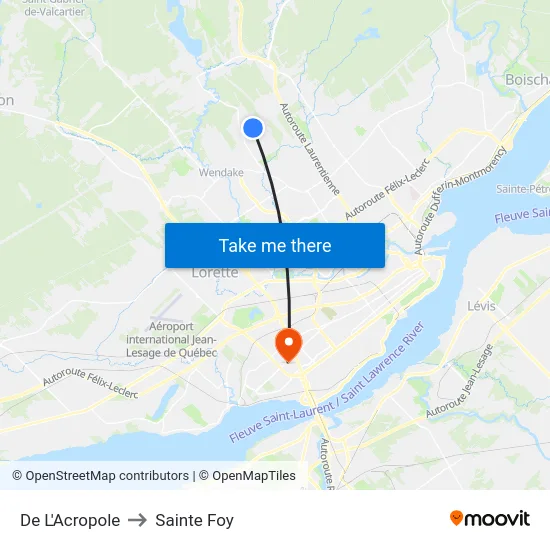 De L'Acropole to Sainte Foy map