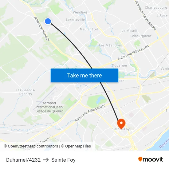 Duhamel/4232 to Sainte Foy map